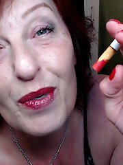 A stunning older woman wears seductive underwear