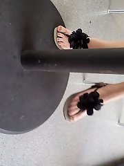 Various scenarios featuring my girlfriends feet adorned with sandals