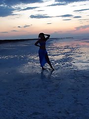 Sunset in light blue-gray tone Seminude